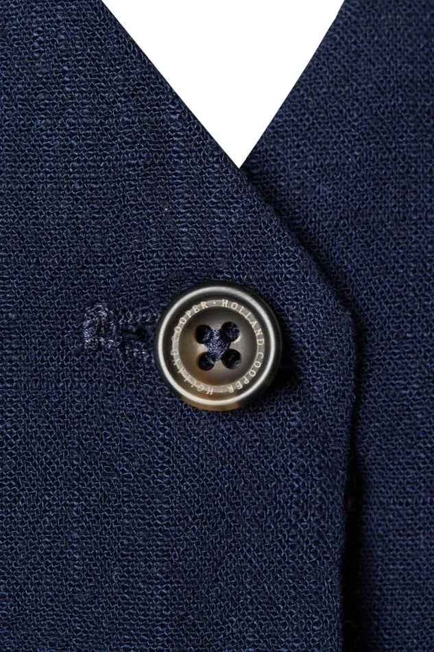 Women Hampton Waistcoat Navy Linen Holland Cooper Tailoring