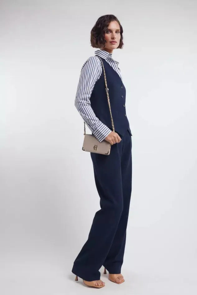 Women Hampton Waistcoat Navy Linen Holland Cooper Tailoring