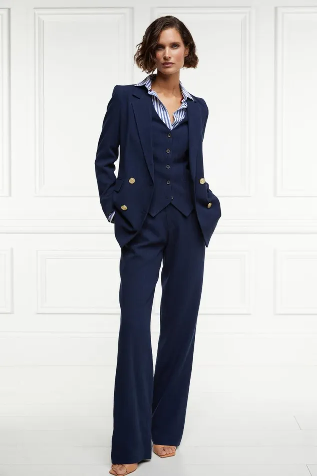 Women Hampton Waistcoat Navy Linen Holland Cooper Tailoring
