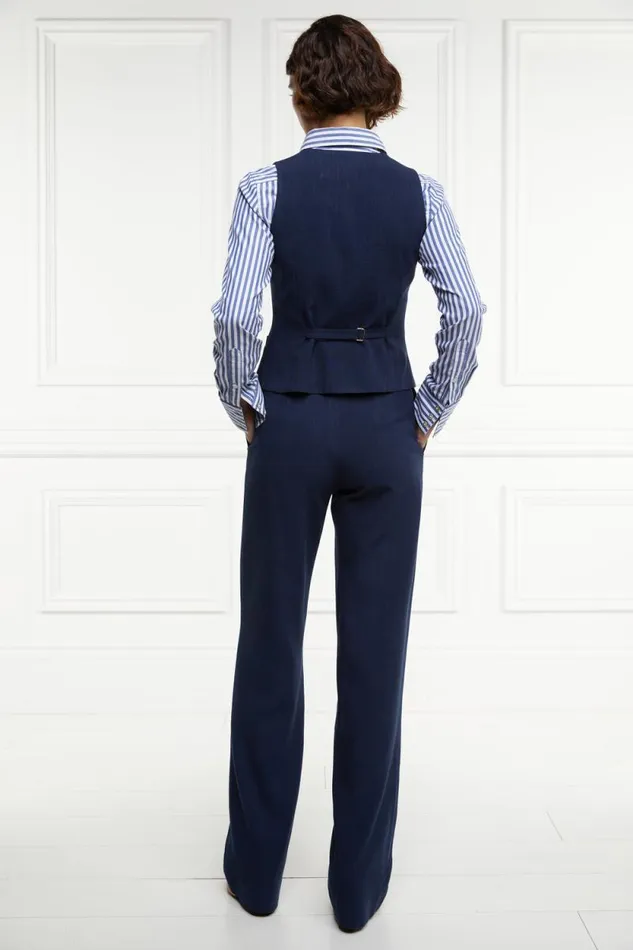 Women Hampton Waistcoat Navy Linen Holland Cooper Tailoring