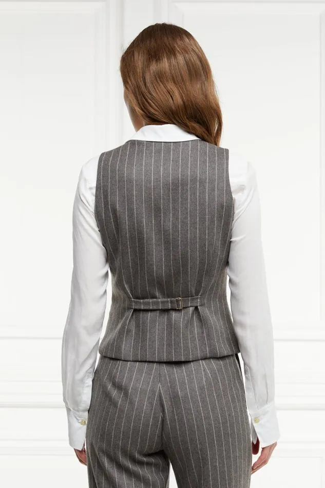 Women Hampton Waistcoat Soft Grey Pinstripe Holland Cooper Tailoring