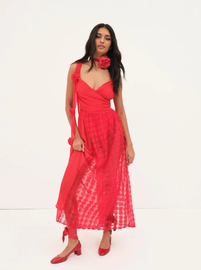 Women Hannah Maxi Dress Red For Love and Lemons Dresses