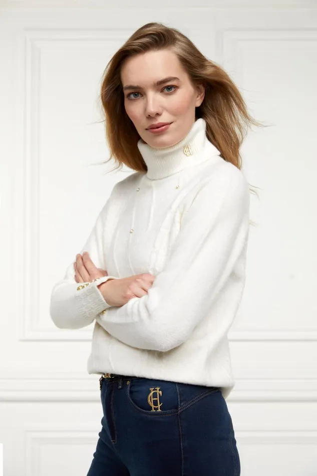 Women Harlow Roll Neck Knit Ecru Holland Cooper Knitwear Women Harlow Roll Neck Knit Ecru Holland Cooper Knitwear