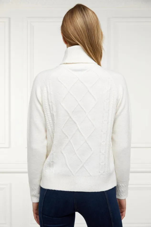 Women Harlow Roll Neck Knit Ecru Holland Cooper Knitwear Women Harlow Roll Neck Knit Ecru Holland Cooper Knitwear