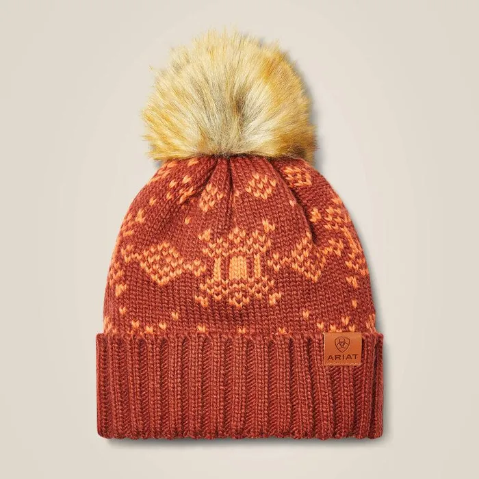 Women Hats and Caps Ariat Patrona Beanie Firedandburnt Brick