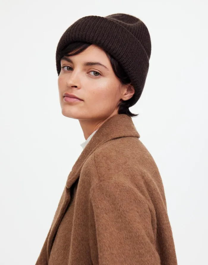 Women Hats Madewell WoolBlend Knit Beanie Hthr Dark Carob