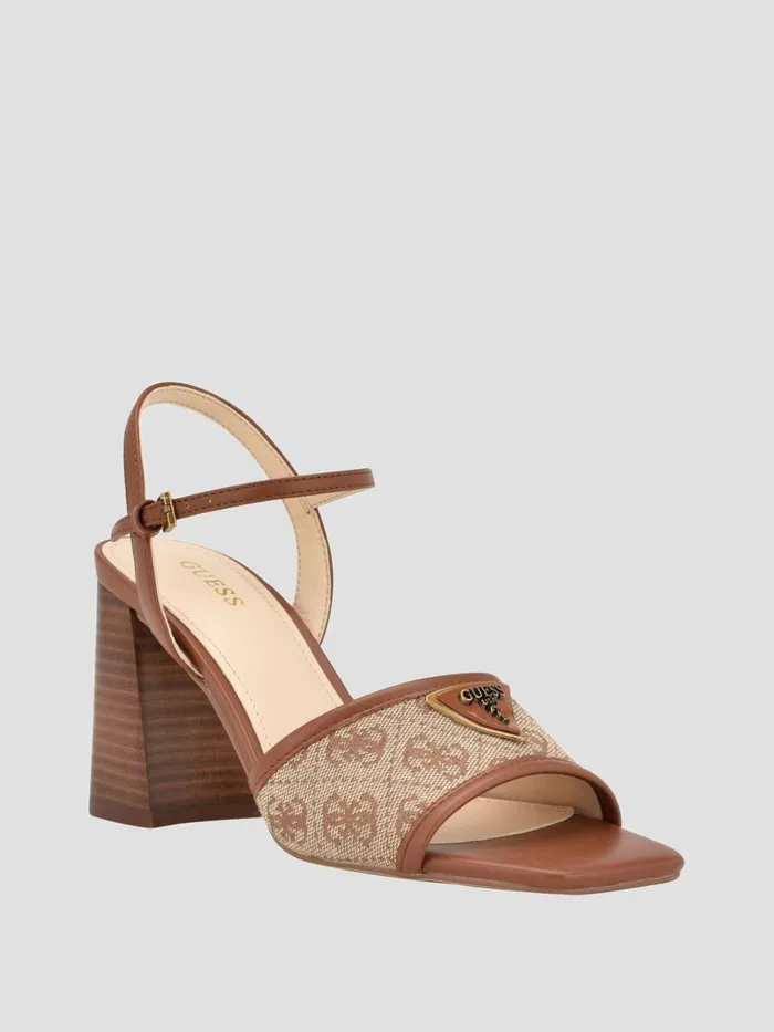 Women Heels GUESS Brown Logo Glaven Block Heels