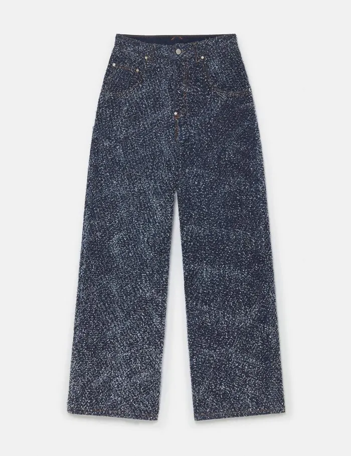 Women HighRise Denim Boucl Jeans Speckled Blue Stella McCartney Pants And Shorts
