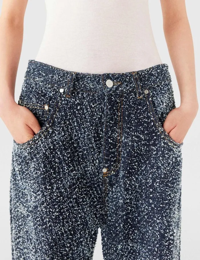 Women HighRise Denim Boucl Jeans Speckled Blue Stella McCartney Pants And Shorts Women HighRise Denim Boucl Jeans Speckled Blue Stella McCartney Pants And Shorts