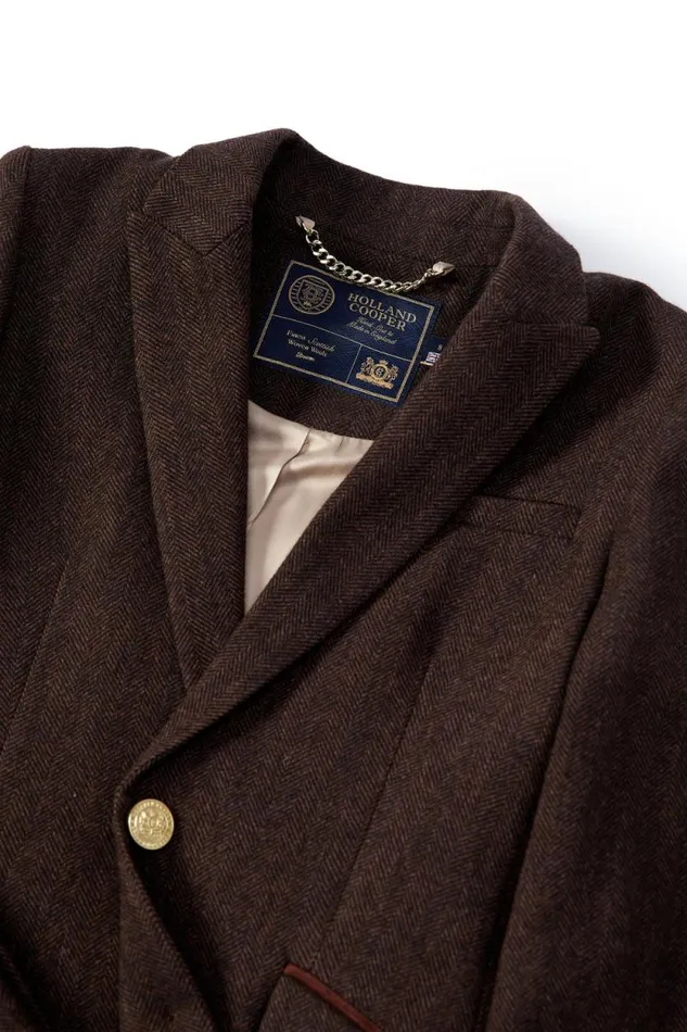 Women Highgrove Coat Chocolate Herringbone Holland Cooper Tailoring