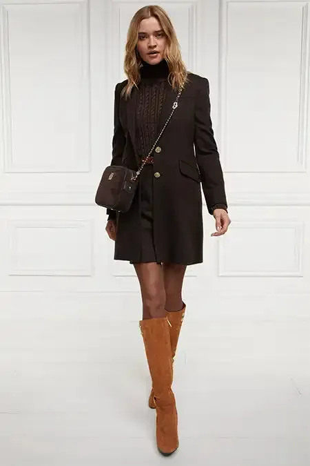 Women Highgrove Coat Chocolate Herringbone Holland Cooper Tailoring