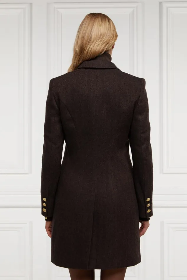 Women Highgrove Coat Chocolate Herringbone Holland Cooper Tailoring