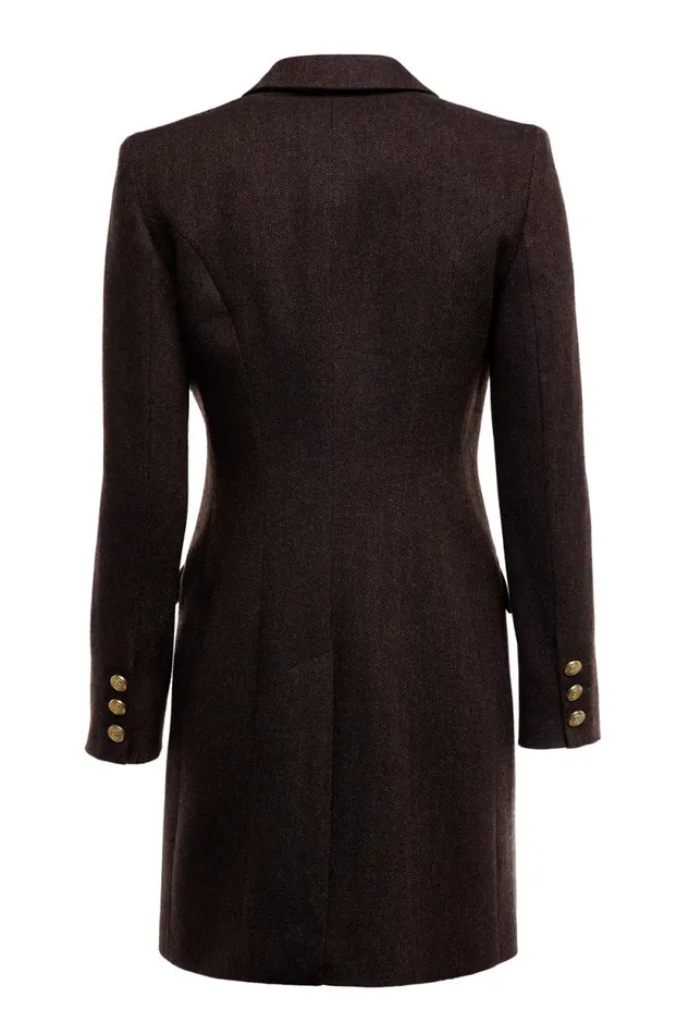 Women Highgrove Coat Chocolate Herringbone Holland Cooper Tailoring