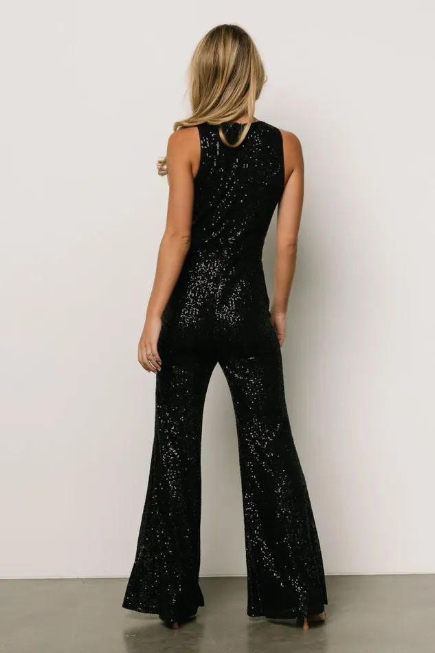 Women Hillary Sequin Jumpsuit Black Baltic Born Embellished and Sequined Women Hillary Sequin Jumpsuit Black Baltic Born Embellished and Sequined