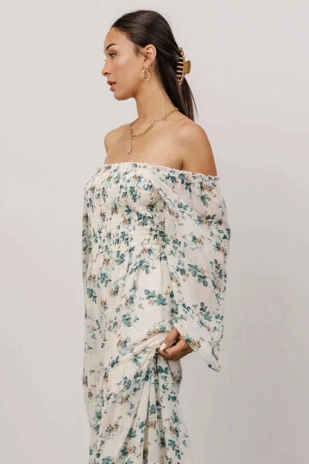 Women Isabela Smocked Maxi Dress Ivory Topaz Floral Baltic Born Bump Friendly Women Isabela Smocked Maxi Dress Ivory Topaz Floral Baltic Born Bump Friendly