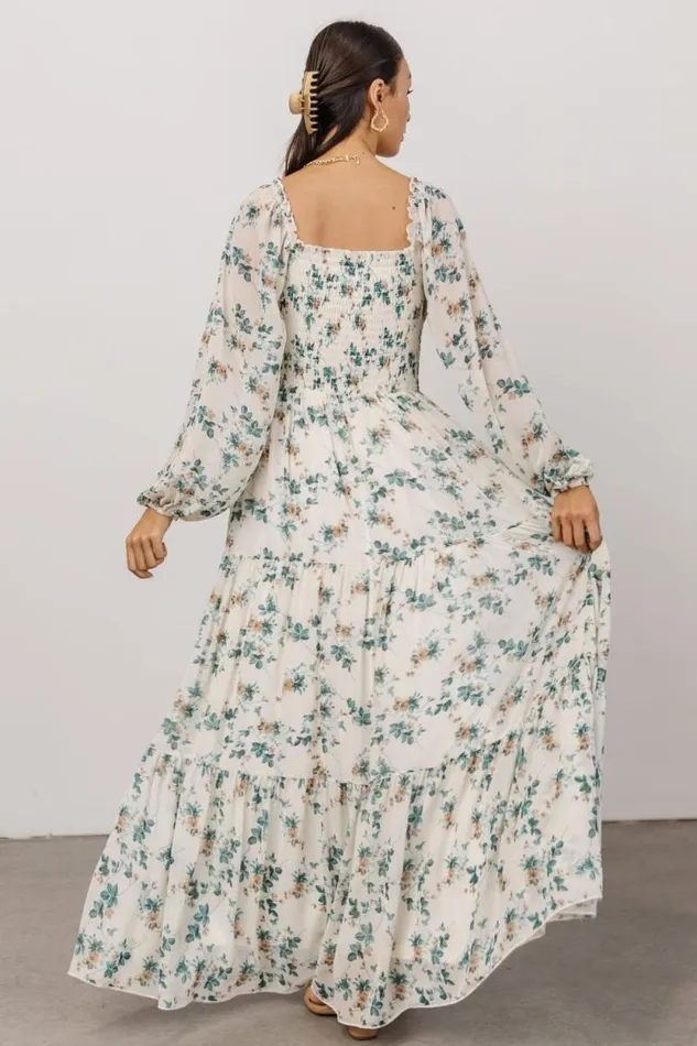 Women Isabela Smocked Maxi Dress Ivory Topaz Floral Baltic Born Bump Friendly Women Isabela Smocked Maxi Dress Ivory Topaz Floral Baltic Born Bump Friendly