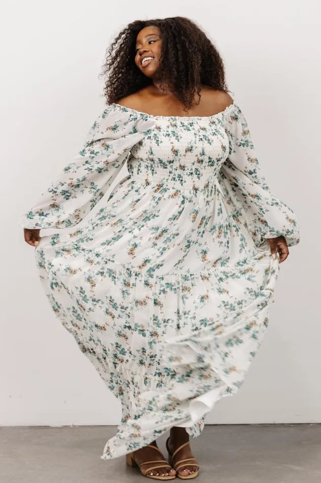 Women Isabela Smocked Maxi Dress Ivory Topaz Floral Baltic Born Bump Friendly Women Isabela Smocked Maxi Dress Ivory Topaz Floral Baltic Born Bump Friendly