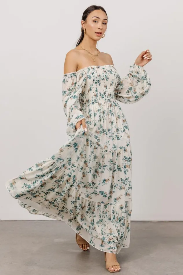 Women Isabela Smocked Maxi Dress Ivory Topaz Floral Baltic Born Bump Friendly Women Isabela Smocked Maxi Dress Ivory Topaz Floral Baltic Born Bump Friendly