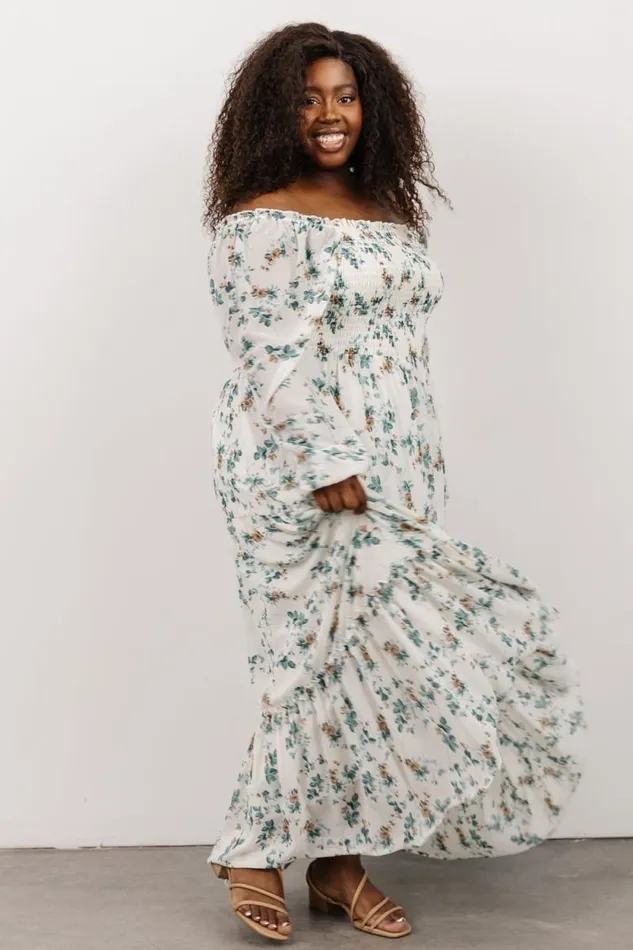 Women Isabela Smocked Maxi Dress Ivory Topaz Floral Baltic Born Bump Friendly Women Isabela Smocked Maxi Dress Ivory Topaz Floral Baltic Born Bump Friendly
