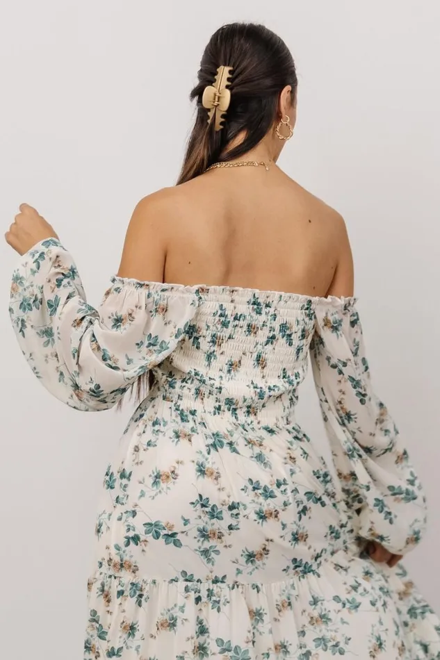Women Isabela Smocked Maxi Dress Ivory Topaz Floral Baltic Born Bump Friendly Women Isabela Smocked Maxi Dress Ivory Topaz Floral Baltic Born Bump Friendly
