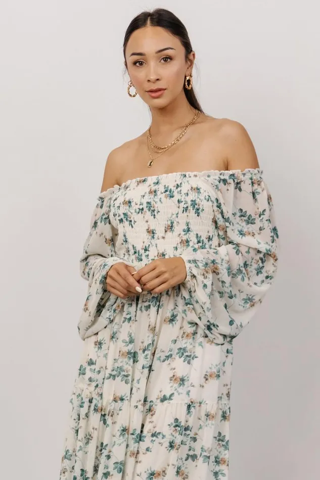 Women Isabela Smocked Maxi Dress Ivory Topaz Floral Baltic Born Bump Friendly Women Isabela Smocked Maxi Dress Ivory Topaz Floral Baltic Born Bump Friendly