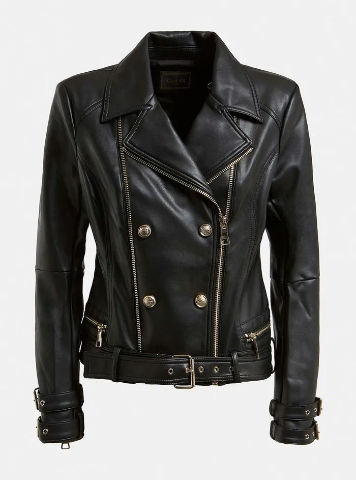Women Jackets and Coats GUESS Black Olivia Moto Jacket Women Jackets and Coats GUESS Black Olivia Moto Jacket