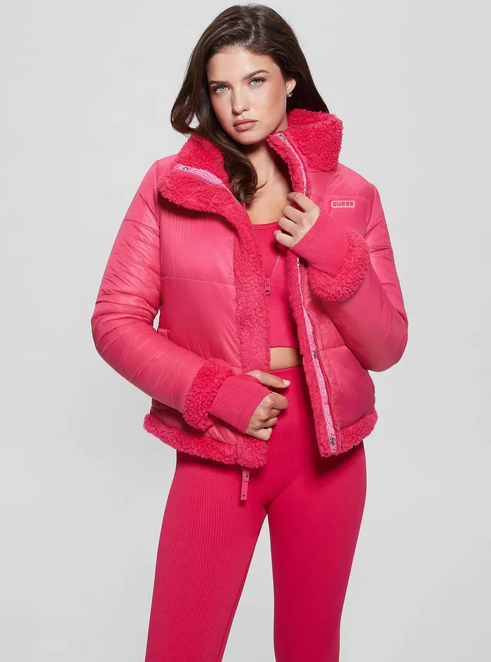 Women Jackets and Coats GUESS Pink Charis Active Reversible Jacket