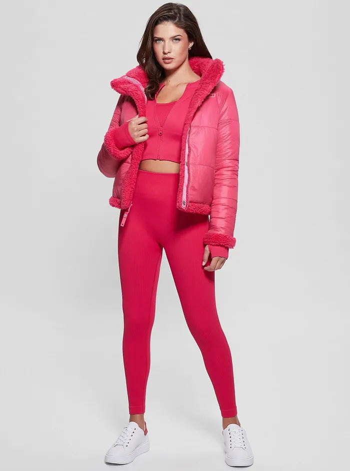 Women Jackets and Coats GUESS Pink Charis Active Reversible Jacket Women Jackets and Coats GUESS Pink Charis Active Reversible Jacket