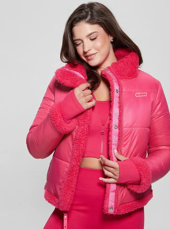Women Jackets and Coats GUESS Pink Charis Active Reversible Jacket Women Jackets and Coats GUESS Pink Charis Active Reversible Jacket