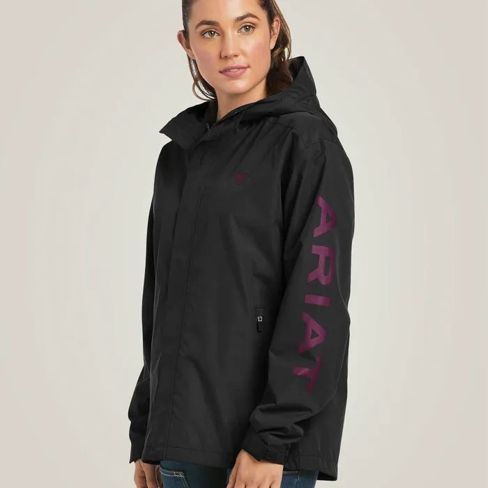 Women Jackets and Vests Ariat Rebar Stormshell Logo Waterproof Jacket Blackandpurple