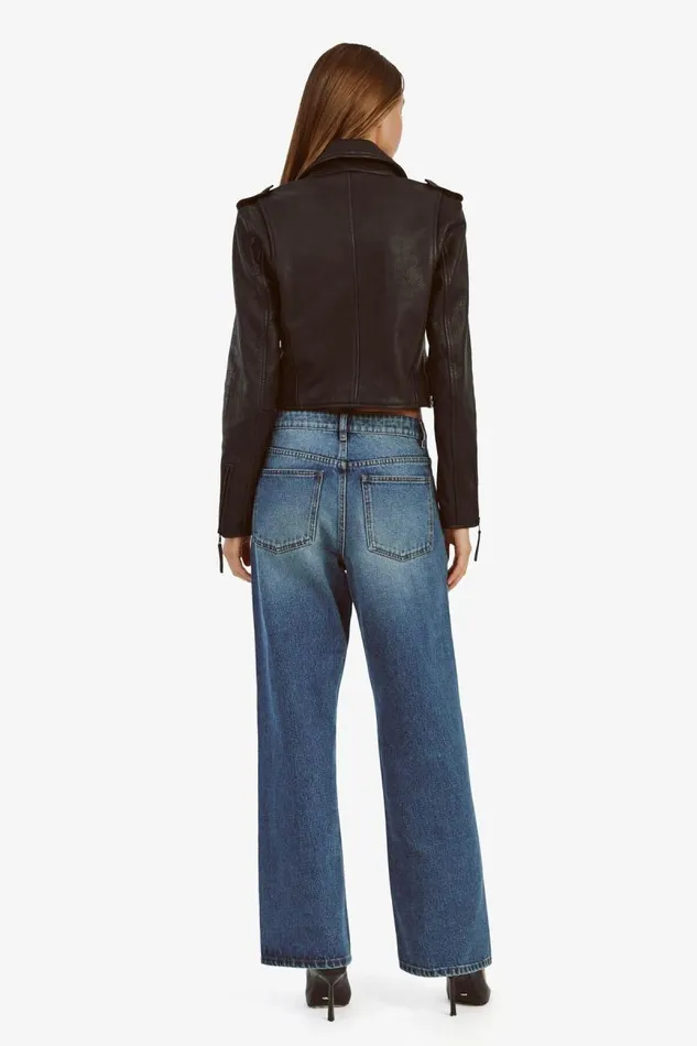 Women Jackets Bardot Fitted Leather Biker Jacket In Black Black