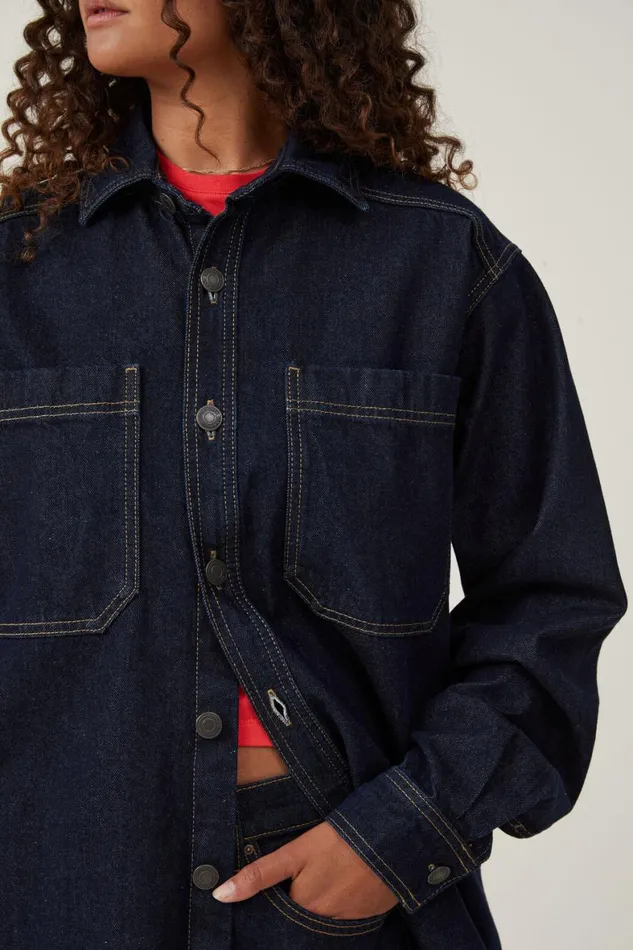 Women Jackets Cotton On Oversized Denim Shirt Indigo