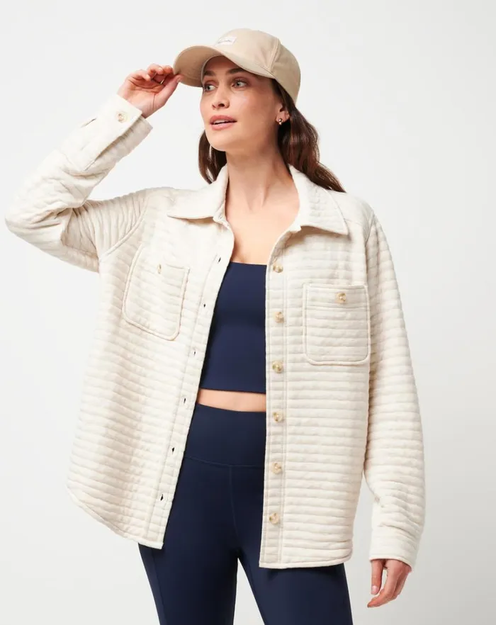 Women Jackets TravisMathew SERENE HORIZON SHACKET Heather Eggnog