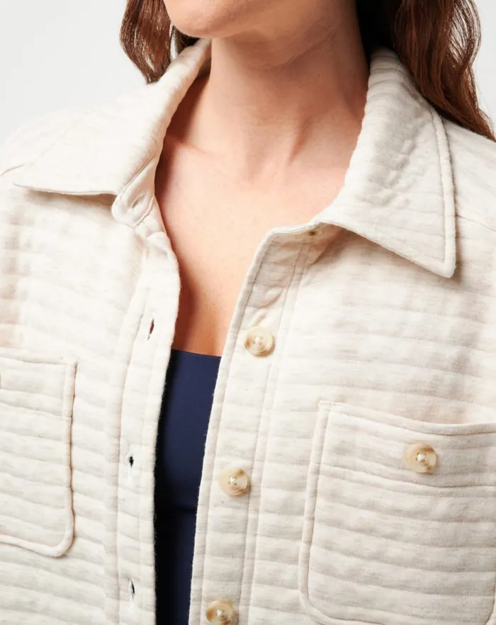 Women Jackets TravisMathew SERENE HORIZON SHACKET Heather Eggnog