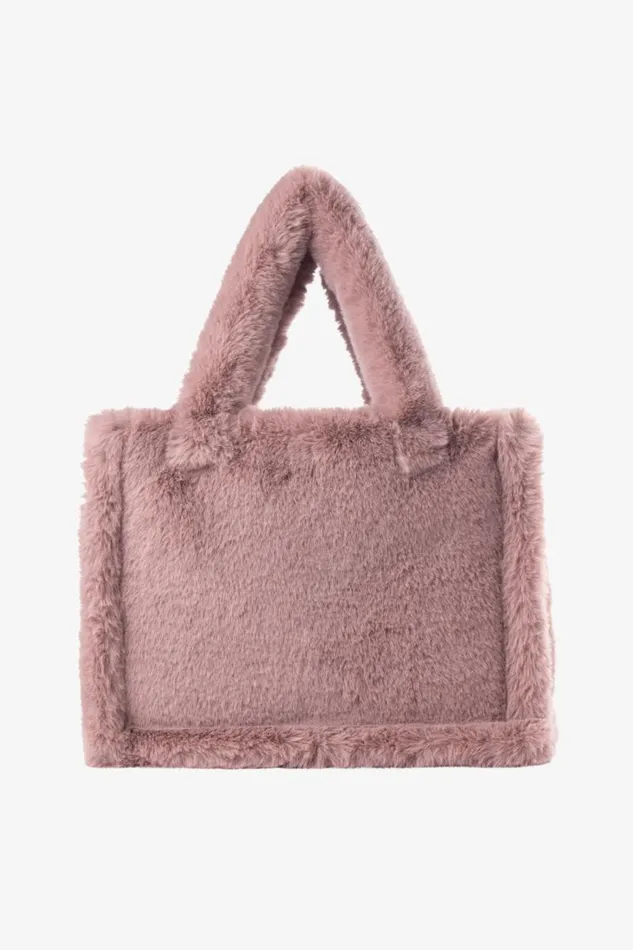 Women JADE Faux Fur Tote Bag Smoky Pink LAMARQUE Bags