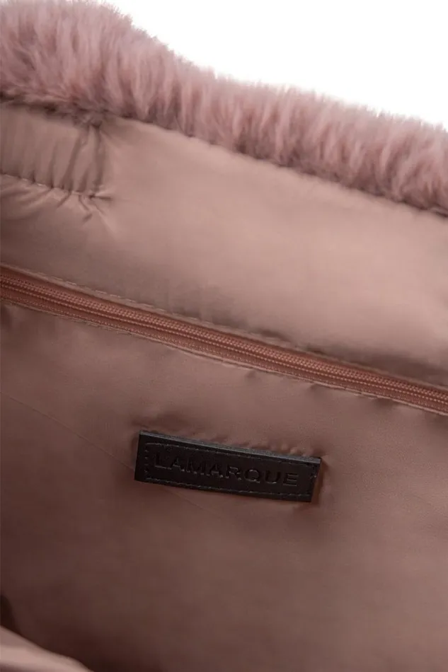 Women JADE Faux Fur Tote Bag Smoky Pink LAMARQUE Bags Women JADE Faux Fur Tote Bag Smoky Pink LAMARQUE Bags