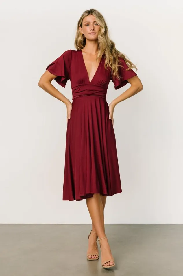 Women Janette Midi Dress Wine Baltic Born Midi Dresses