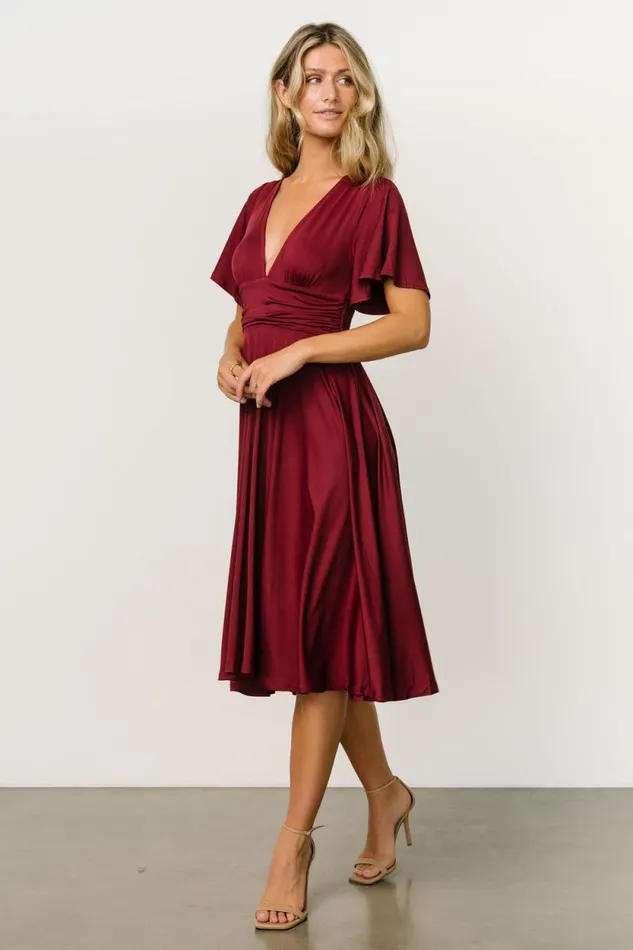 Women Janette Midi Dress Wine Baltic Born Midi Dresses