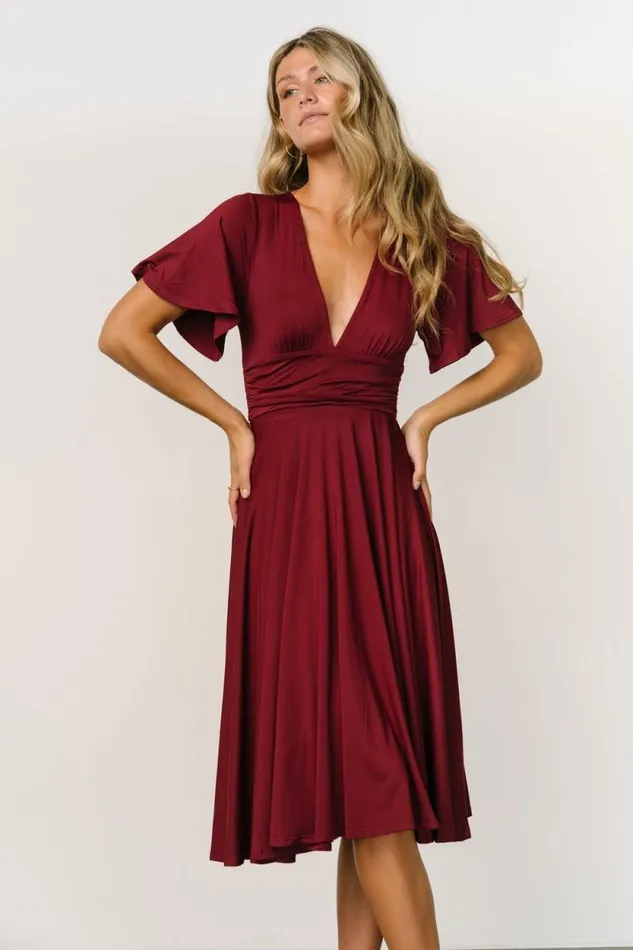 Women Janette Midi Dress Wine Baltic Born Midi Dresses
