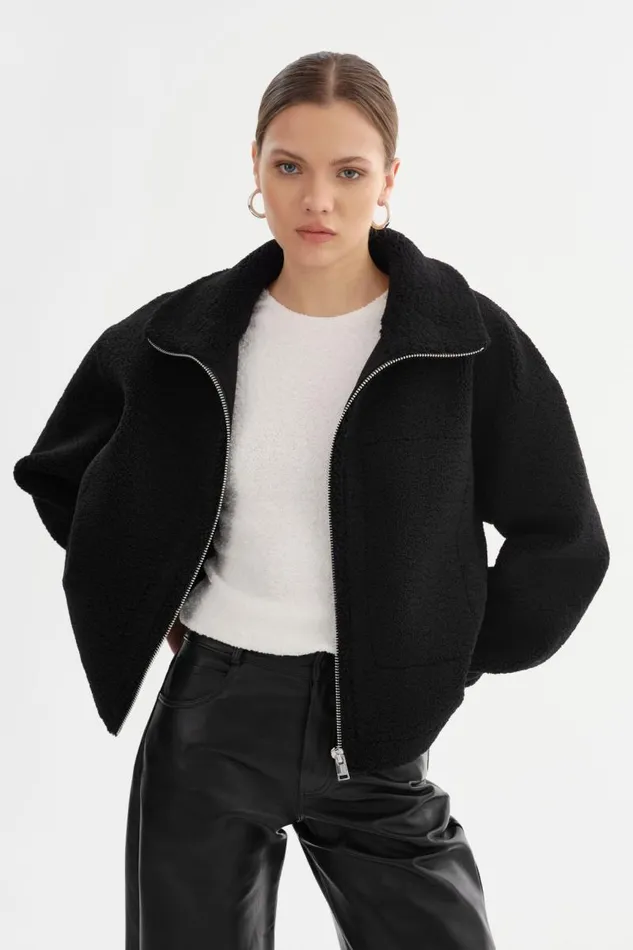 Women JAYNA Sherpa Jacket Black LAMARQUE Sherpa