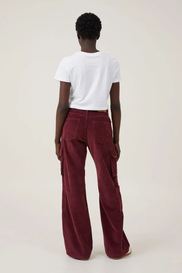 Women Jeans Cotton On Cord Cargo Wide Leg Jean Berry