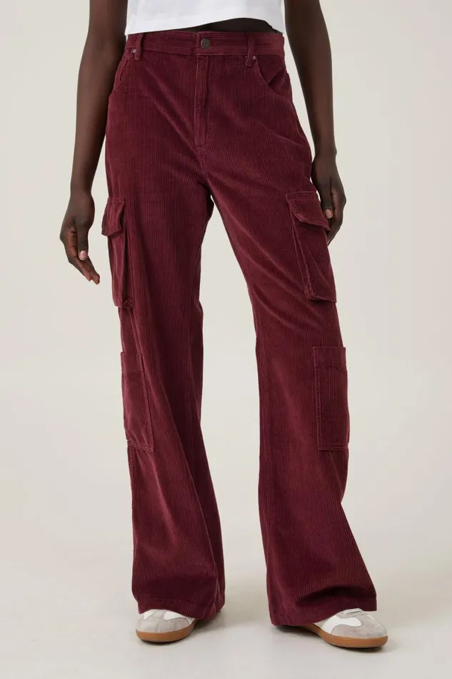 Women Jeans Cotton On Cord Cargo Wide Leg Jean Berry