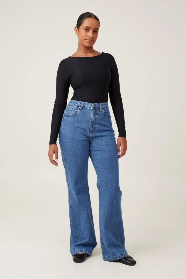 Women Jeans Cotton On Curvy Stretch Bootcut Jean Sea Blue