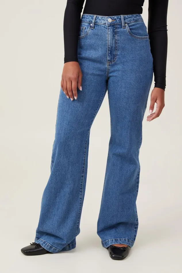 Women Jeans Cotton On Curvy Stretch Bootcut Jean Sea Blue