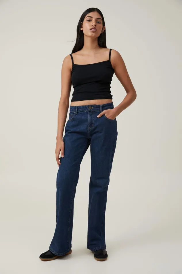 Women Jeans Cotton On Stretch Bootcut Flare Jean Oxford Blue