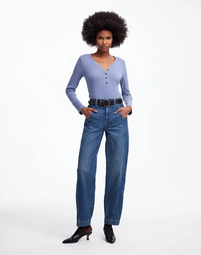 Women Jeans Madewell Tapered Denim Trousers In Concho Wash Concho Wash