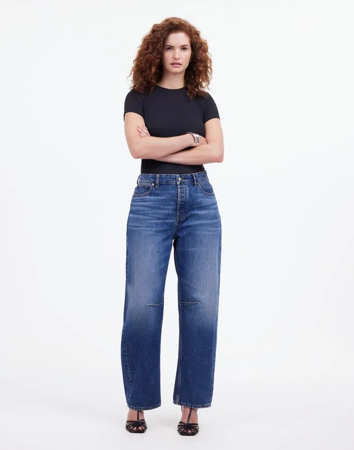 Women Jeans Madewell The Curvy Darted BarrelLeg Jean In Irmo Wash Irmo Wash