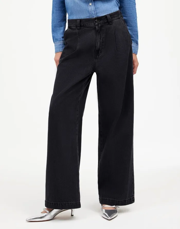 Women Jeans Madewell The Harlow WideLeg Jean Airy Denim Edition Hollenbeck Wash