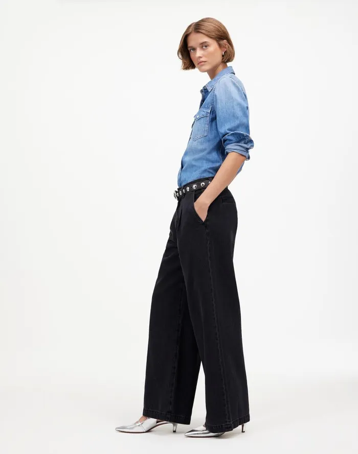 Women Jeans Madewell The Harlow WideLeg Jean Airy Denim Edition Hollenbeck Wash