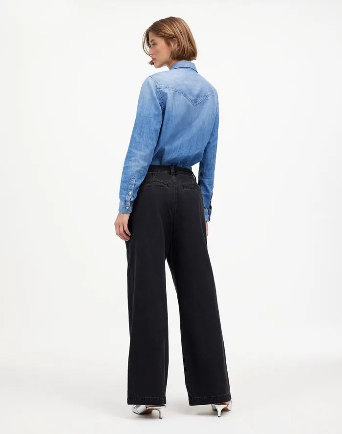 Women Jeans Madewell The Harlow WideLeg Jean Airy Denim Edition Hollenbeck Wash